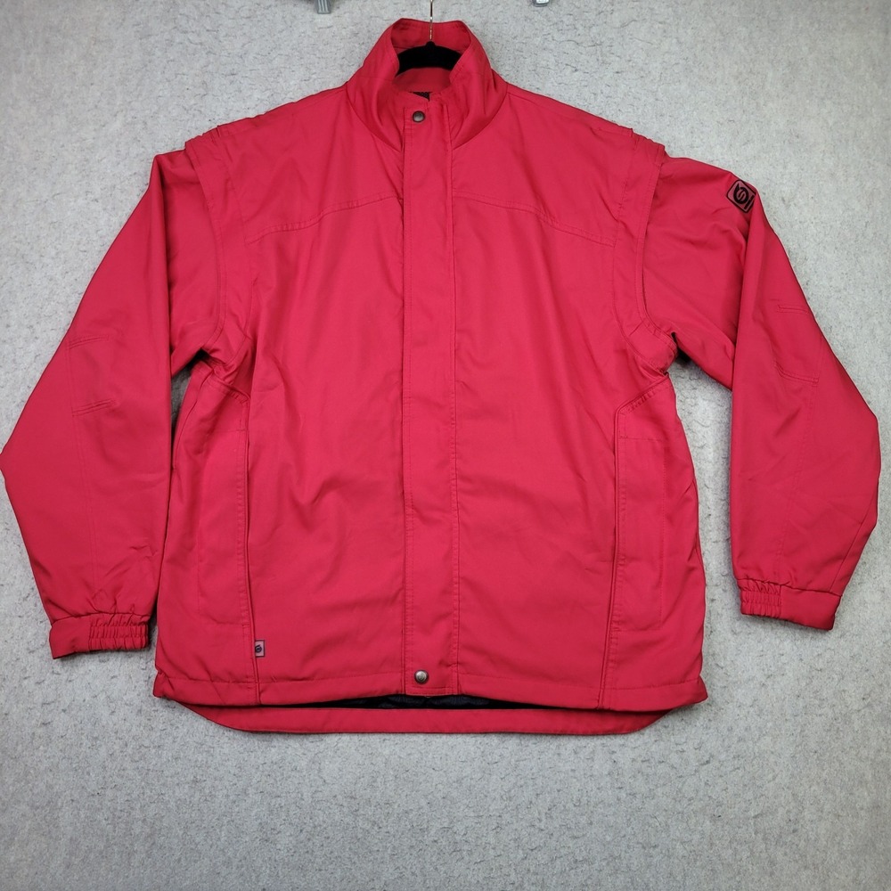 Sunderland Of Scotland Mens Large Vintage Jacket Zip And Button Up Red Mock Neck